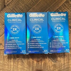 Gillette Clinical Cool Wave Clear Gel Antiperspirant and Deodorants x3